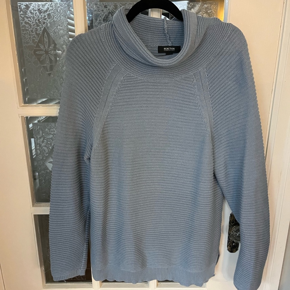 Kenneth Cole Reaction Light Blue Gray Knit Sweater | Cozy Cottagecore | Size M
